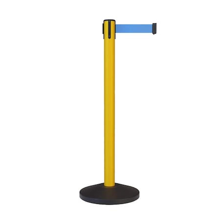 Montour Line Stanchion Belt Barrier Yellow Post 13ft.Light Blue Belt ES400-YW-LBL-130